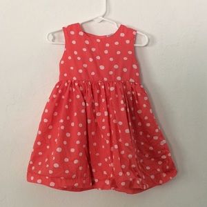 White Polka Dotted Coral Baby Dress